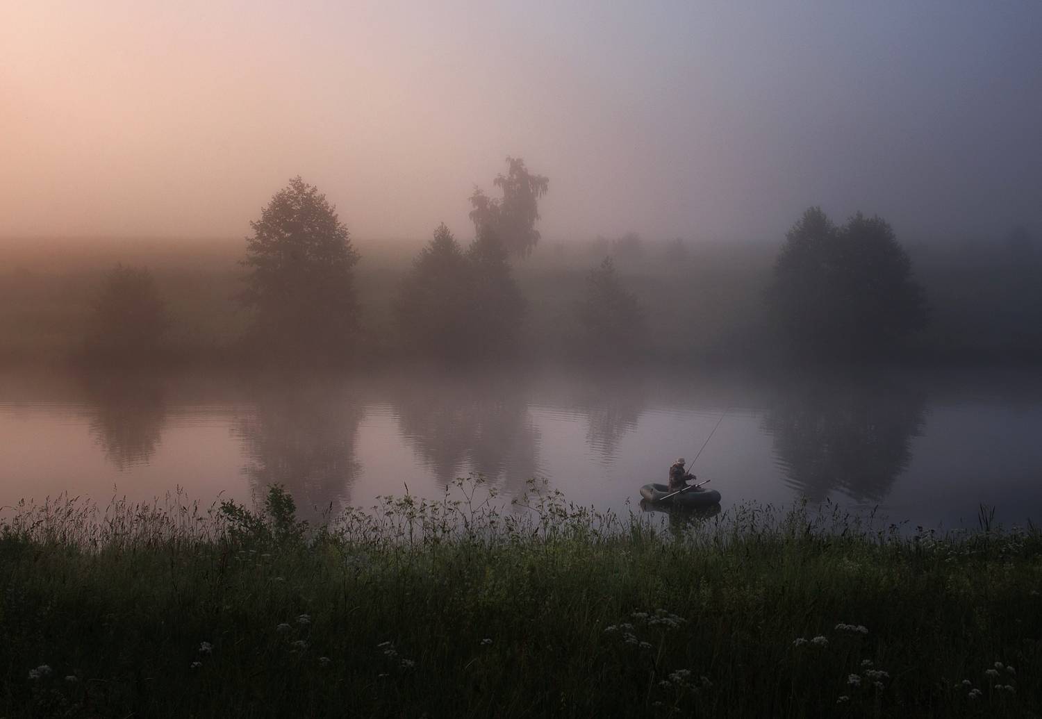 туман, свет, утро, природа, Баранов Олег