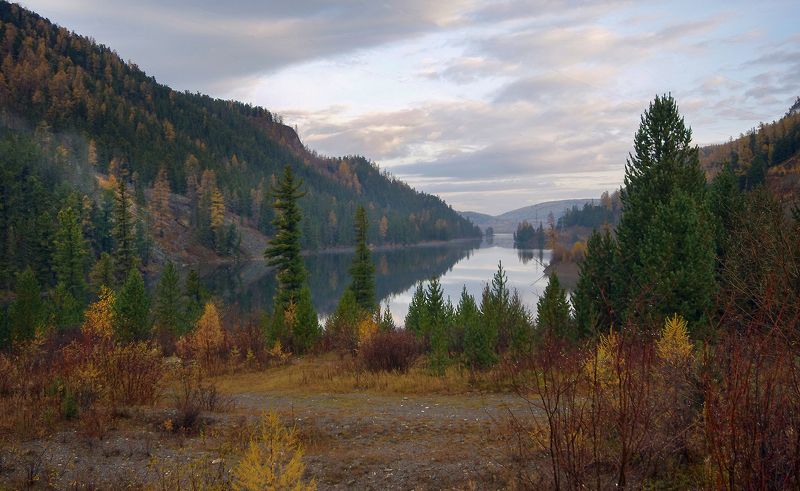 алтай, озеро, вода, утро, рассвет, чейбеккель В утренней дымке фото превью