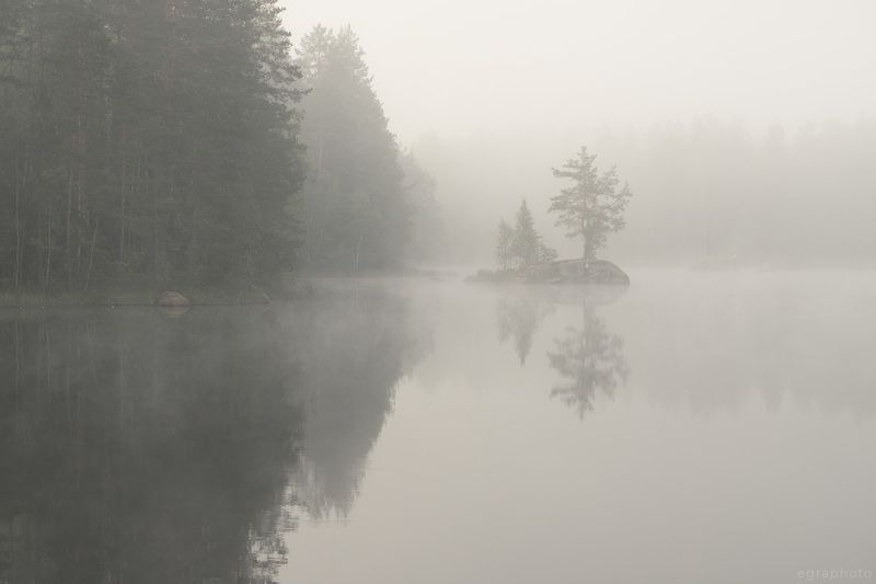 ленинградская область, выборгский район, карельский перешеек, россия Белая ночь на тихом озере фото превью