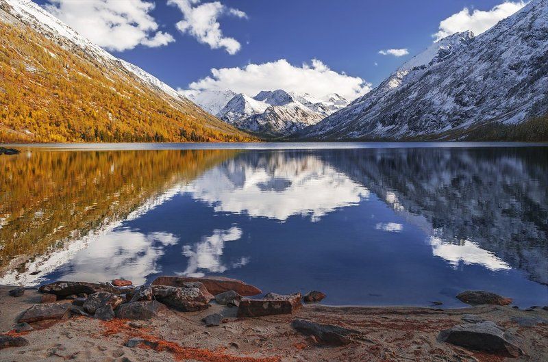 Алтай, Горы, Мульта, Озеро, Осень, Отражение, Пейзаж, Природа, Сибирь Мульта фото превью