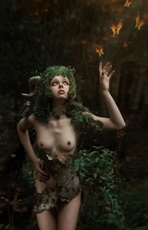 девушка, лес, сказка, ню ... фото превью