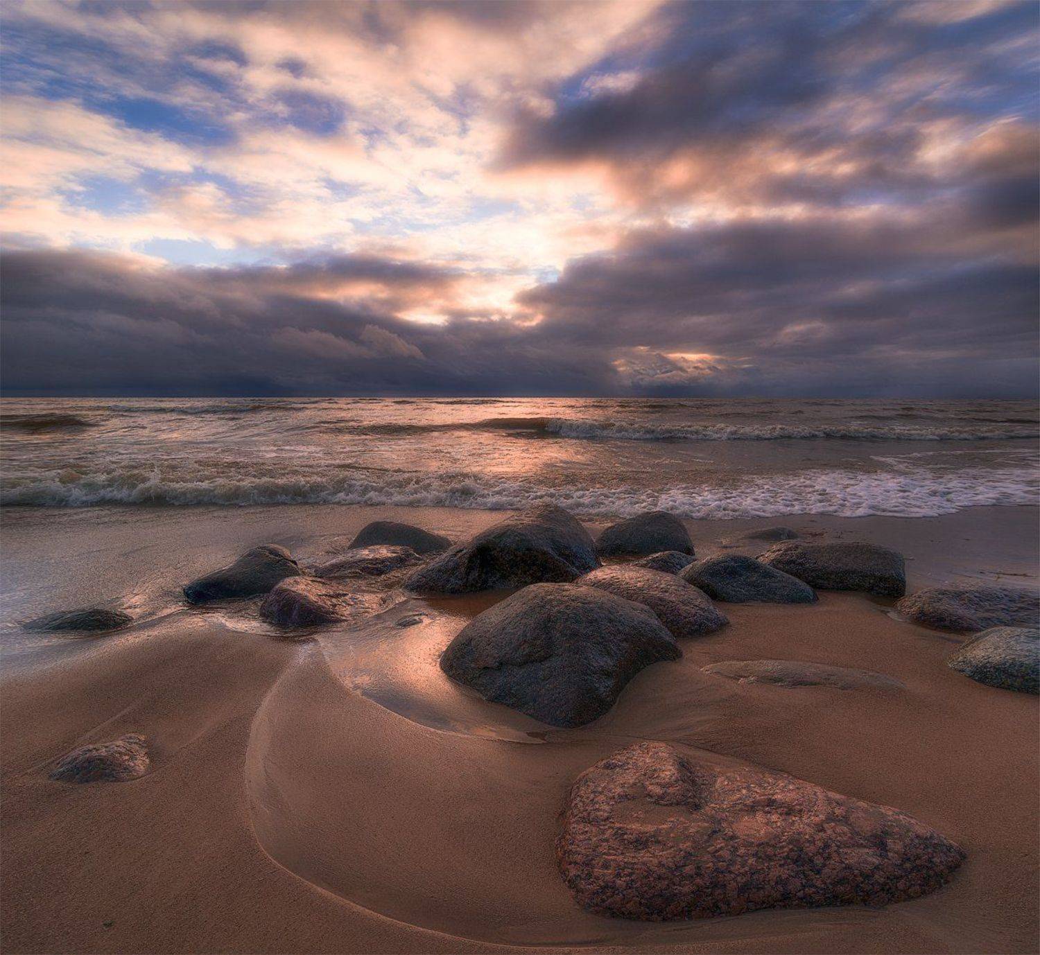 пейзаж, финский залив, закат, репино, панорама, Михайлов Иван