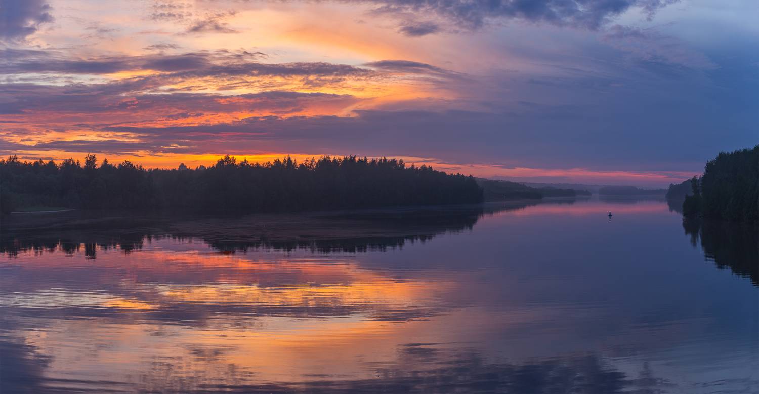 закат, ковжа, река, бакен, Потапов Сергей