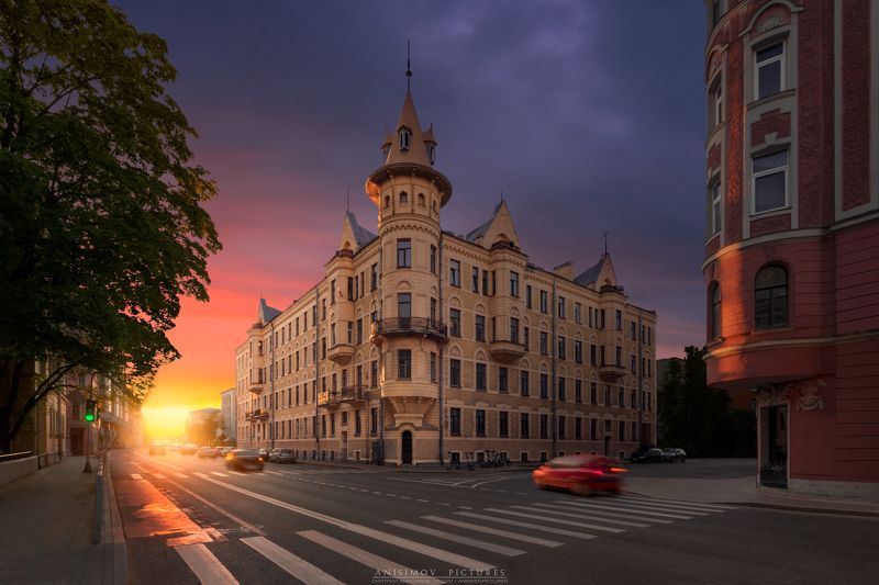 закат, санкт-петербург, nikon, архитектура Доходный дом А. Ю. Кейбеля фото превью