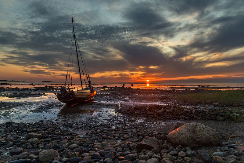 белое море, закат, путешествие, баркас Закат на Белом море фото превью