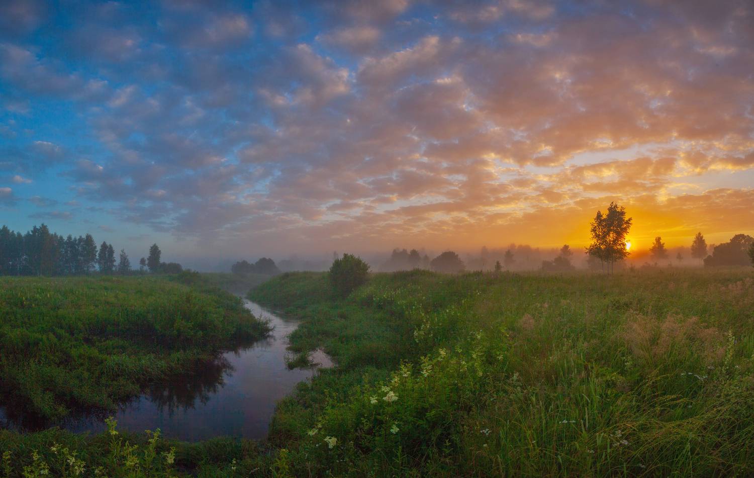 рассвет, лето, река, Свистков Александр