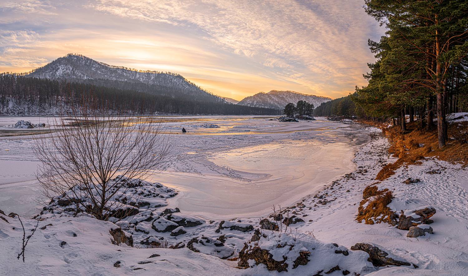 зимняя катунь, горный алтай, Вячеслав Татаркин