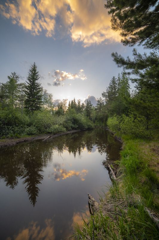 лес, урал, река, лето, закат, небо Конец дня фото превью