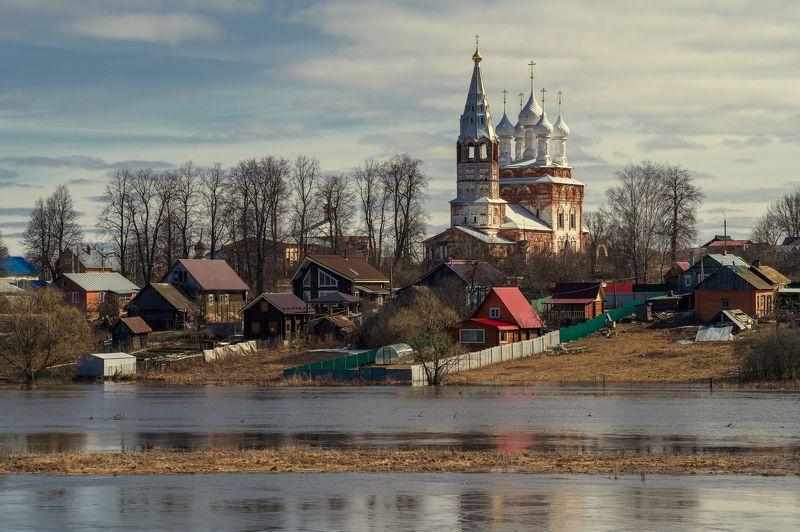 вечер, весна, храм, природа, село, деревня, дунилово, церковь, россия, православие Половодье в Дунилово фото превью