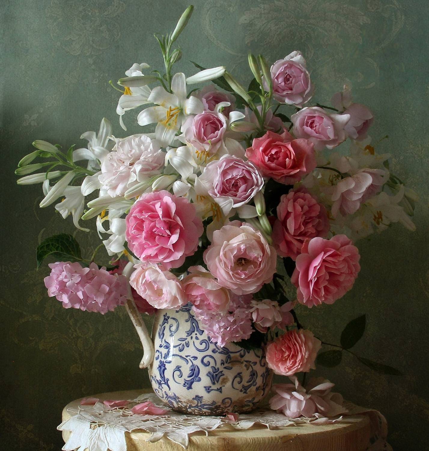 натюрморт, цветы, розы, лето, марина филатова, лилии, Марина Филатова