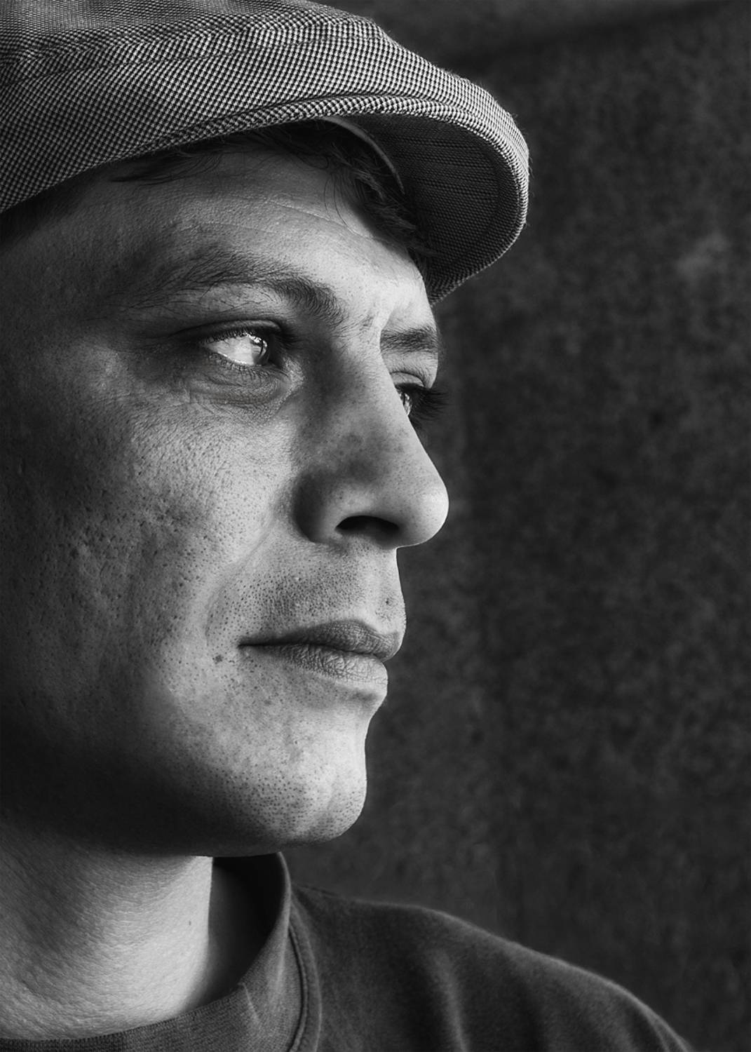 портрет, мужской, мужчина, лицо, кепка, черно-белое, Вера Ра