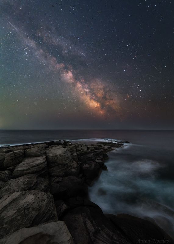 млечный путь, мыс тобизина, приморье, японское море, ночь На крыле самолета фото превью