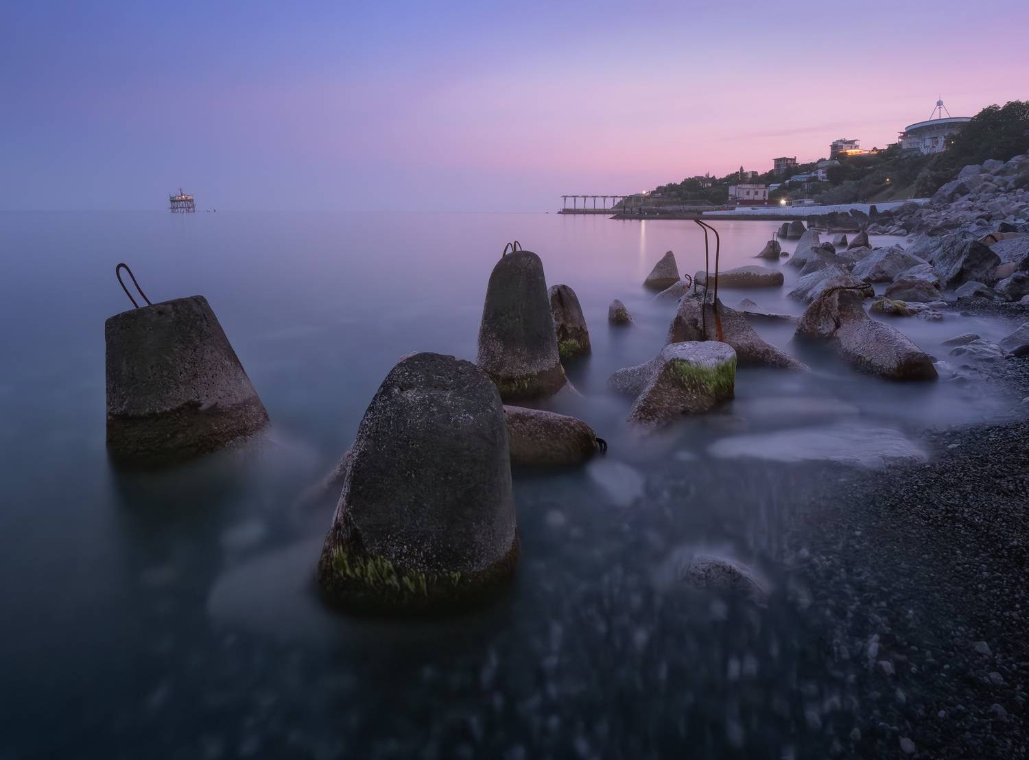 крым, море, волноломы, закат, кацивели,  Алексей