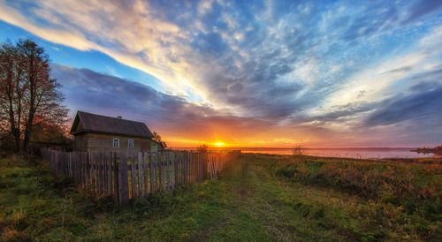Закат на озере Пено