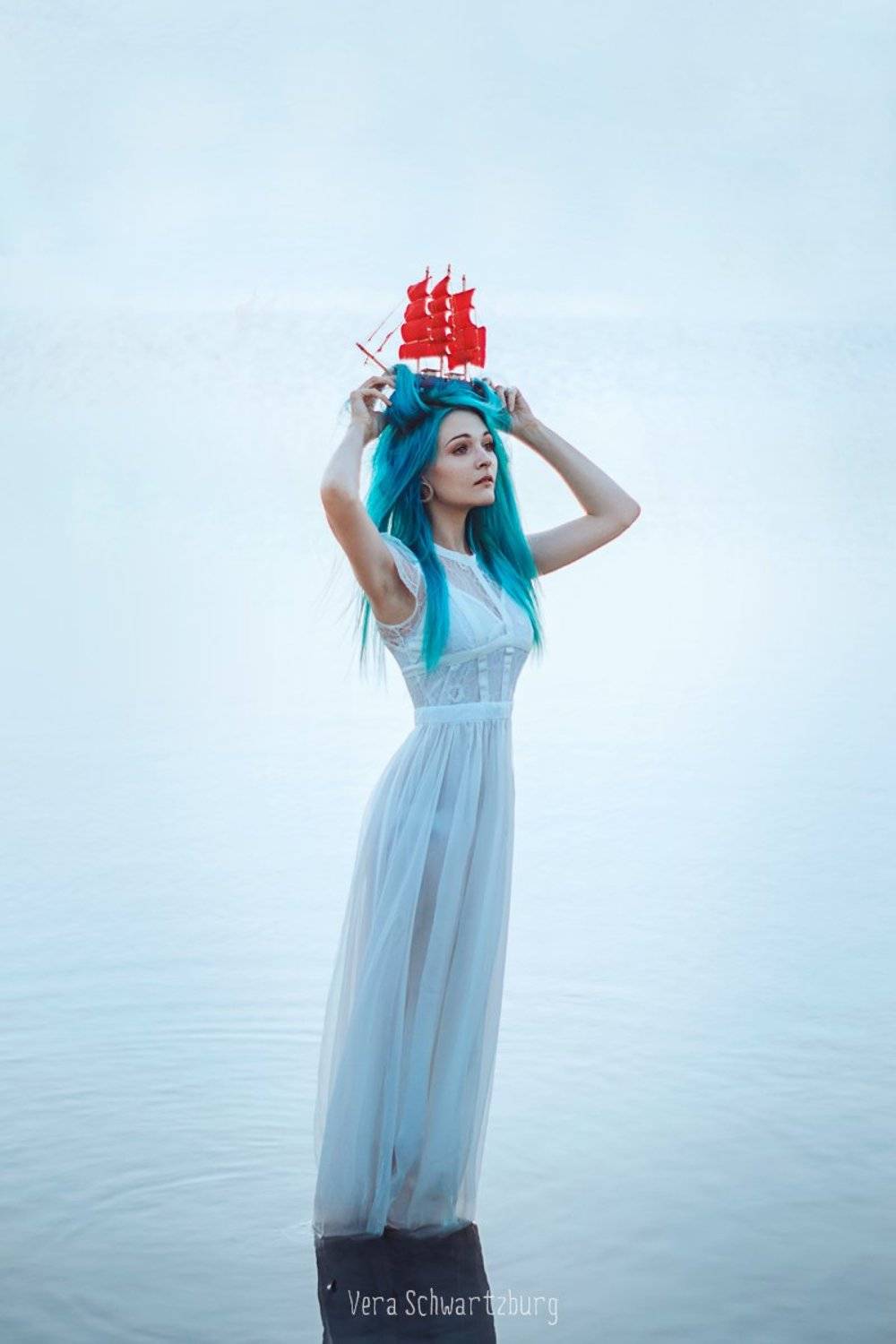 девушка, ассоль, алые паруса, синие волосы, Шварцбург Верочка