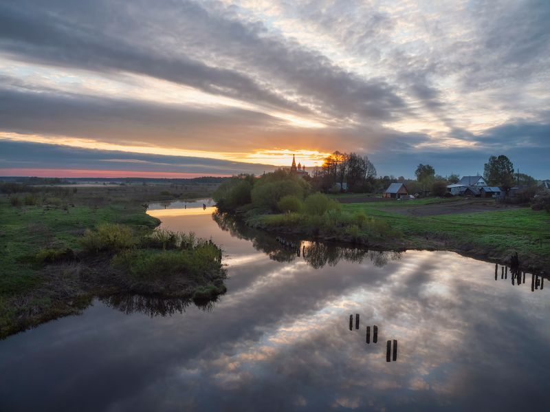 россия дунилово рассвет монастырь река отражения тишина покой Предрассветный миг. фото превью