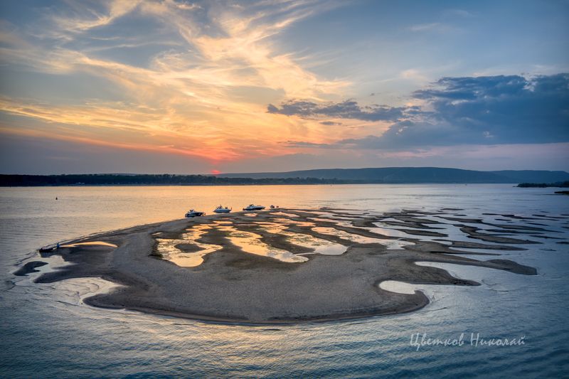 волга, закат * фото превью
