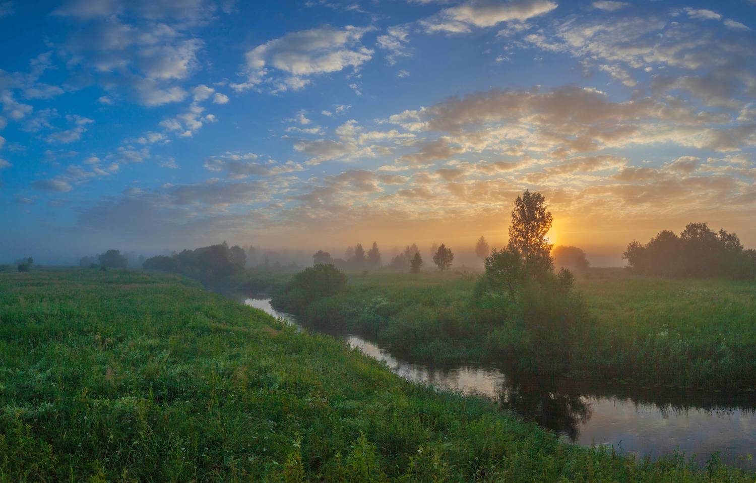 рассвет, лето, река, Свистков Александр