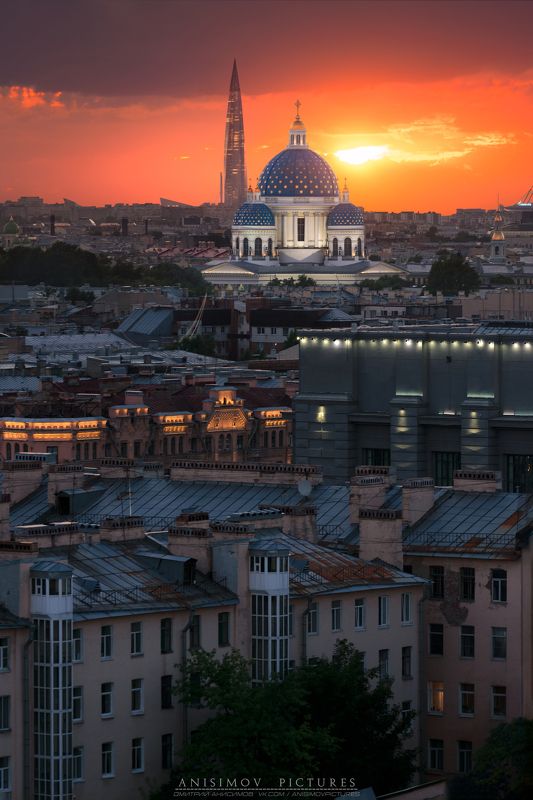 закат, nikon, архитектура, санкт-петербург Многоуровневый вид на Питер фото превью