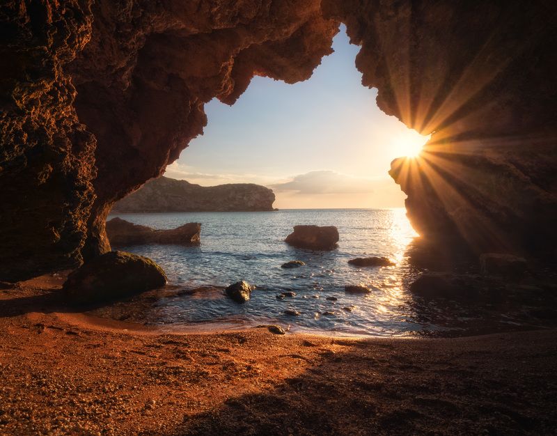 крым, море, закат, черное море, грот, пещера Гроты Черного моря фото превью