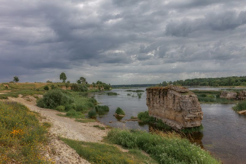 лето, природа, небо, река Вид на реку Великую... фото превью