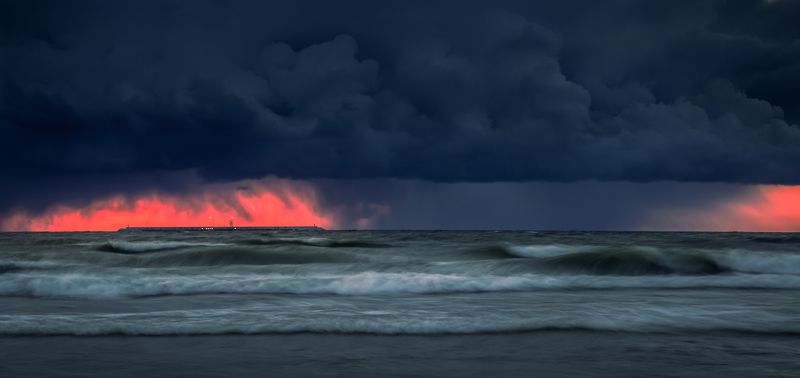 калининград, балтийское_море, шторм, закат штормит фото превью
