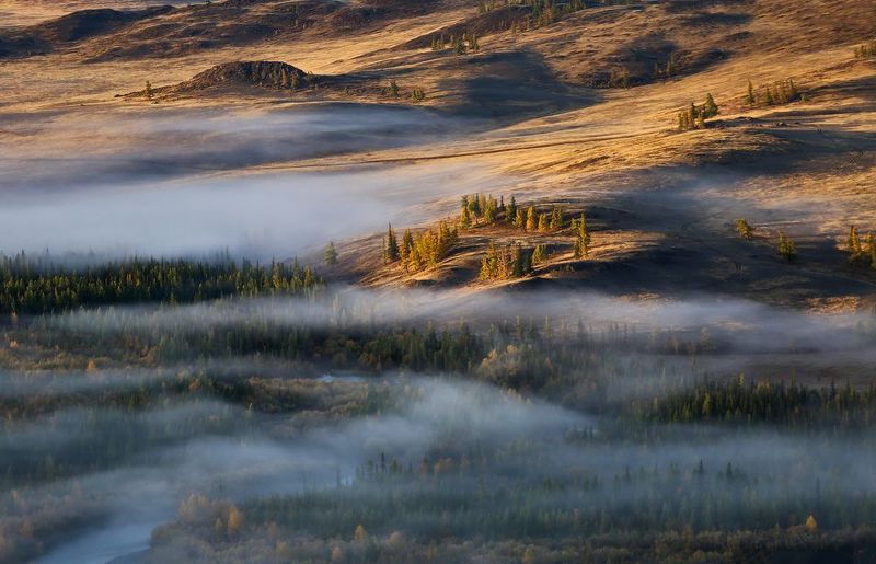 алтай, чуя, горный алтай, курай Утренний туман фото превью
