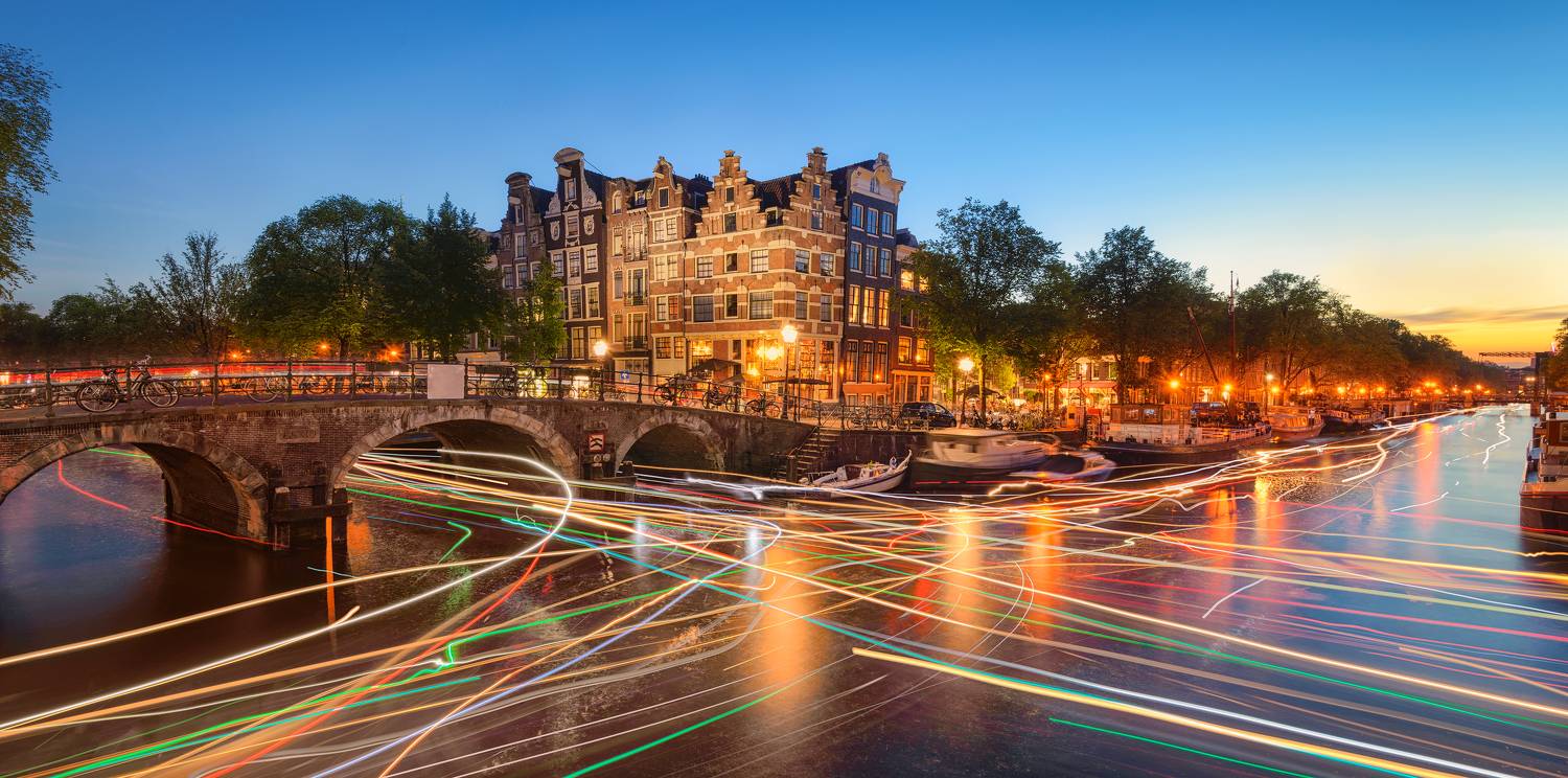 голландия, нидерланды, амстердам, лето, канал, закат, вечер, мост, город, улицы, netherlands, holland, canal, summer, amsterdam, water, lights, evening, dusk, blue hour, Эрнест Вахеди
