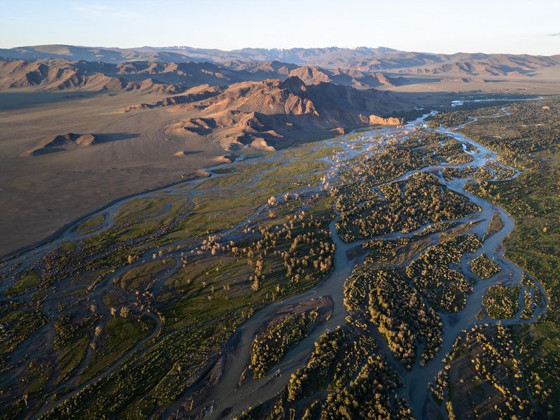 монголия, река, рассвет, горы, mongolia, river, sunrise, mountains  фото превью