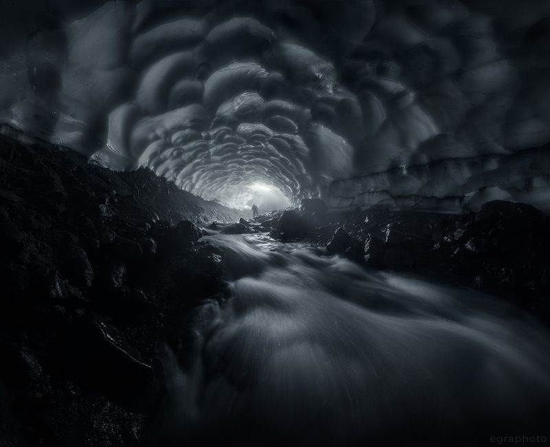 камчатка, вулкан, мутновский, россия, ледник, пещера, грот В потоке фото превью