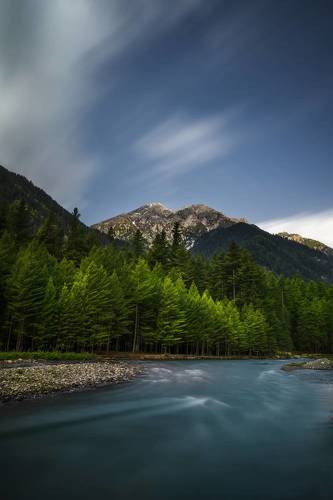 Nature's Ballet: Moving Clouds and Streams in Harmony