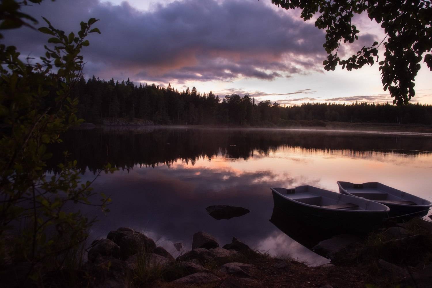 осень, закат, ленинградская область, лодка, озеро, вуокса, карельский перешеек, отражения, Петрова Анастасия