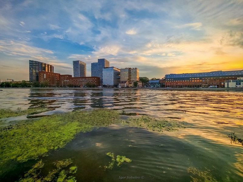 москва, закат, москва-река Летний закат с видом на Москва-реку фото превью