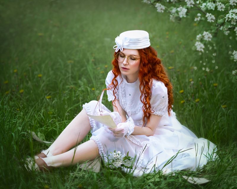 Фотограф Юлия Дюдина, Фотограф Нижний Новгород, арт фотограф,  волшебная фотосессия, фотосессия цветение, фотосессия в яблони, фотосессия в цветении Мечтательница фото превью