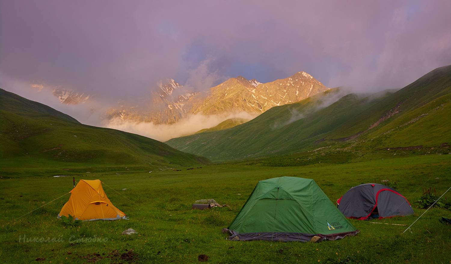 кавказ, горы, рассвет, Николай Стюбко