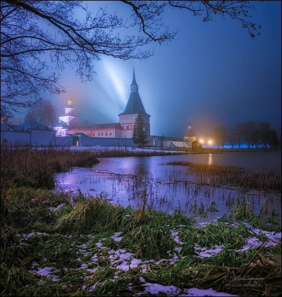Россия, Валдай, Иверский, монастырь, ночь, озеро, , Михаил Воробььев