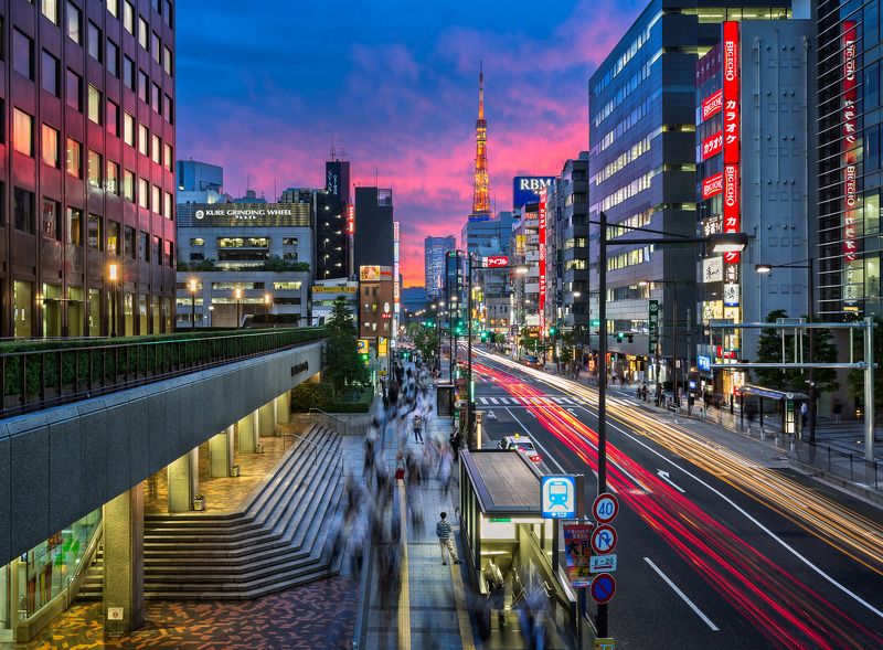 architecture, asia, asian, avenue, blue, building, business, busy, capital, cars, city, cityscape, crowdy, diamon, district, downtown, dusk, east, eastern, electric, evening, iconic, illuminated, japan, japanese, landmark, landscape, lights, modern, motio Tokyo Rush Hour фото превью