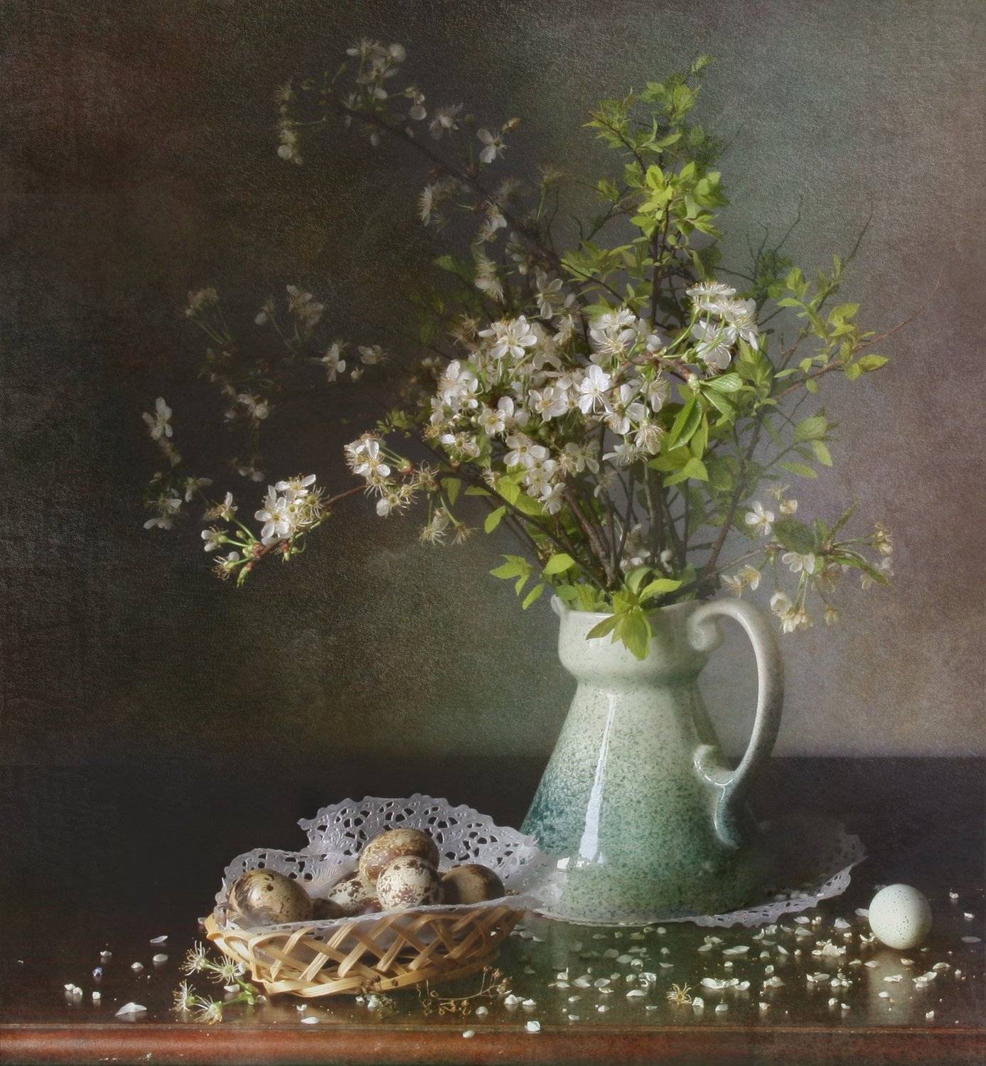 Кувшин, Натюрморт, Цветы, Яйца в корзинке, Svetlana Tkachenko