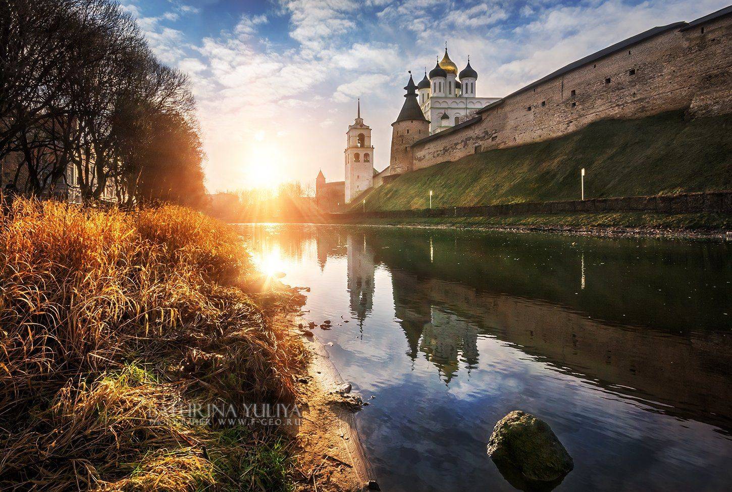 псков, зима, январь, кром, крепость, отражение, река, пскова, берег, Юлия Батурина