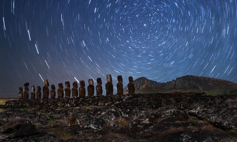 остров пасхи, звезды, ночь, путешествие Звездная карусель. фото превью