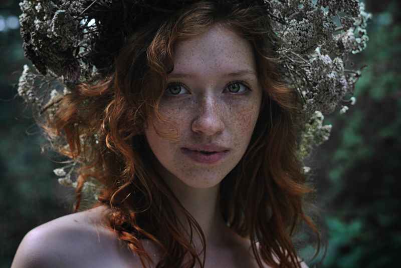 портрет, девушка, рыжая, венок, веснушки, girl, beauty, ginger, freckles, portrait Маша фото превью