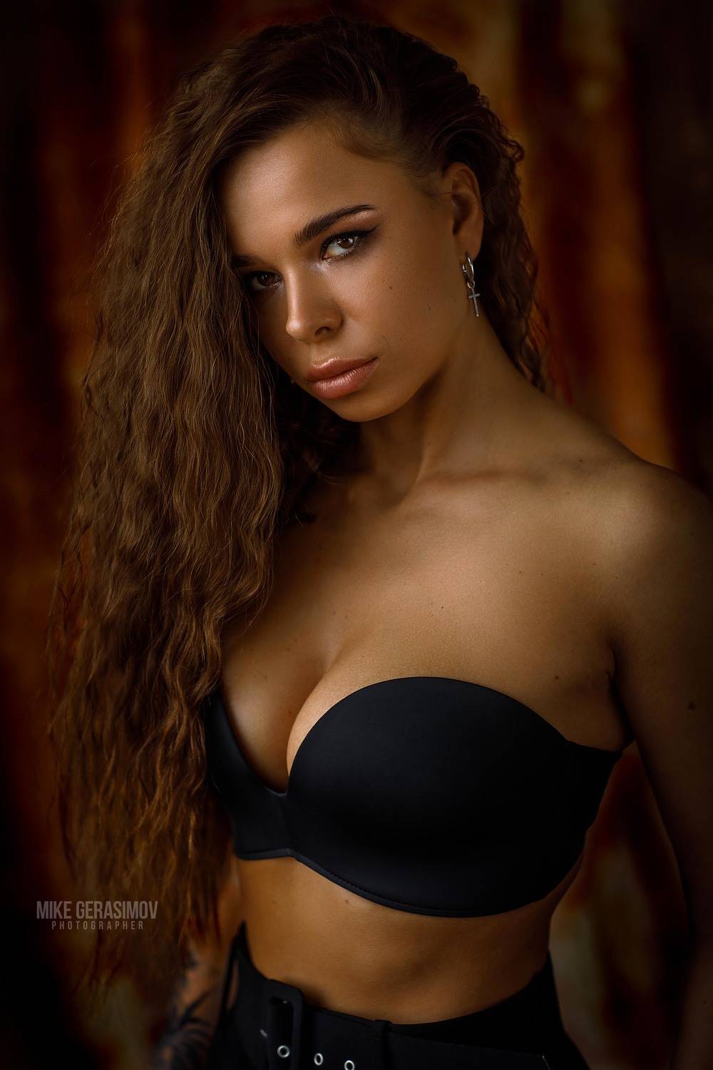 портрет девушка студия красота белье грудь, Михаил Герасимов