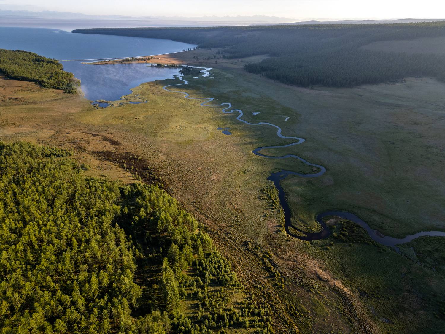 монголия, река, озеро, хубсугул, рассвет, лес, mongolia, river, lake, hubsugul, sunrise, forest, Баландин Дмитрий