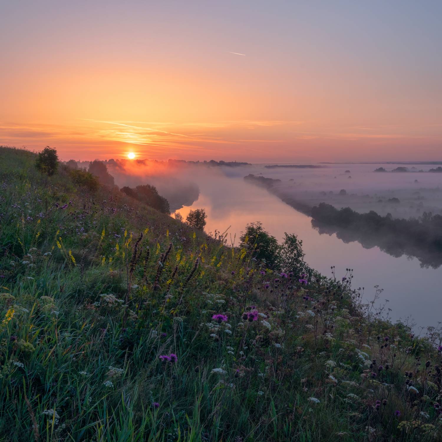 июль рассвет туман река, Архипкин Александр
