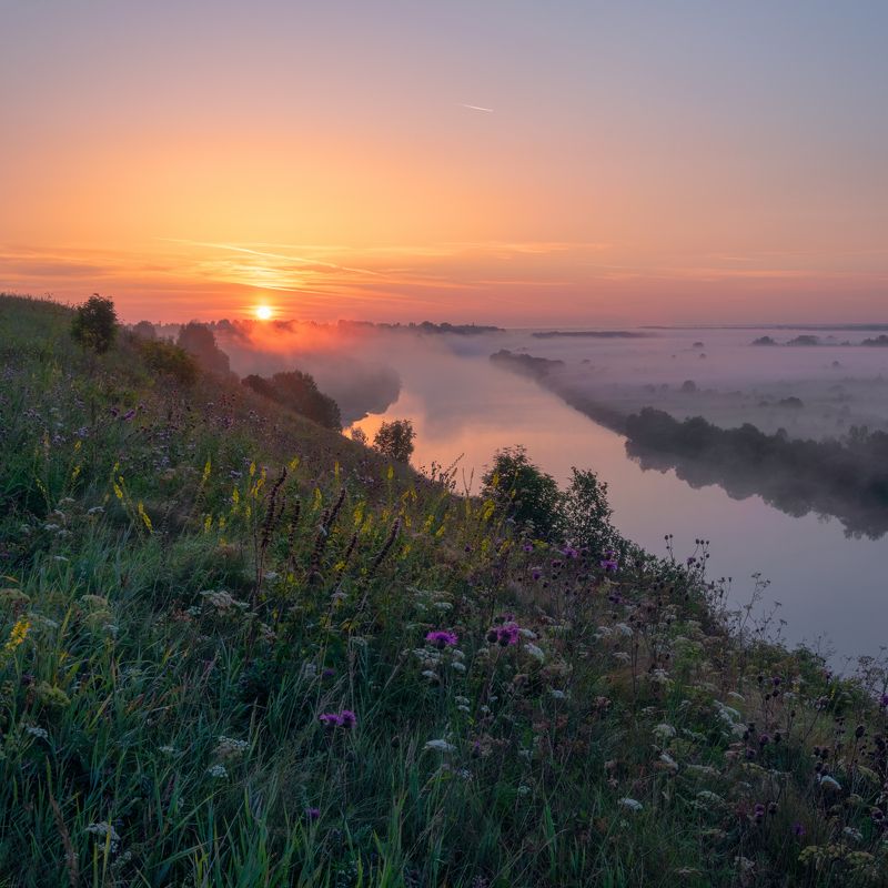июль рассвет туман река Июльский рассвет фото превью