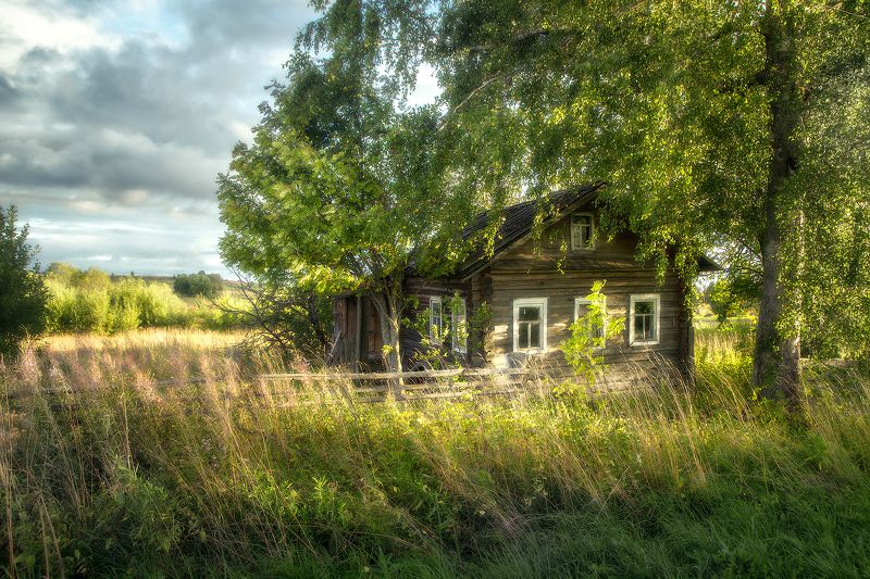 лето, дом, трава, деревня, Печаль заброшенного дома фото превью