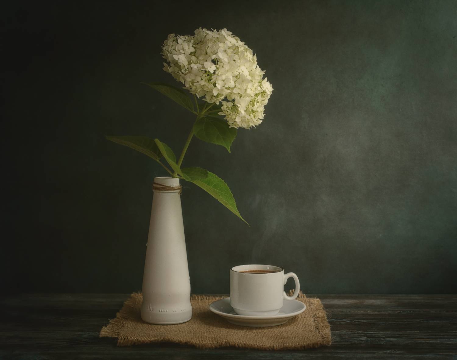 гортензия, цветы, чашка кофе, аромат, винтаж, натюрморт, hydrangea, coffee, vintage, Стасов Виталий