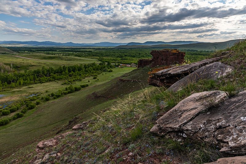 Саяны, Горы, Хакассия, Сундуки, Весна, Вечер В заповеднике \