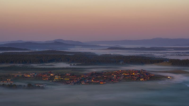 Раннее утро в деревне Калкан, Учалинский район, башкортостан фото превью