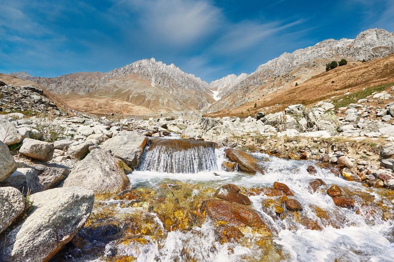 У истоков реки Пугус. Высокогорное плато Руидашт.(2200-2500м.). Ходжи Оби Гарм. Варзоб. Таджикистан фото превью